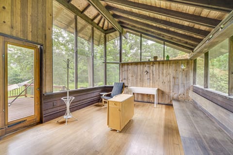 Sauna & Porch: 'Writer's Croft of Otter Creek' Gem House in Wisconsin
