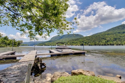 Dock & Hot Tub: Tennessee River Cabin Getaway House in Tennessee