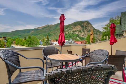 Patio w/ Peak 1 Mtn View: Main Street Frisco Condo Apartment in Frisco