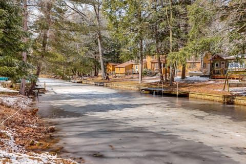 Private Boat Dock at Waterfront Lake Mitchell Home House in Michigan