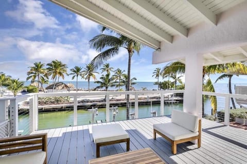 spacious outdoor seating area with ocean view
