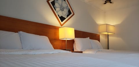 Economy Room, 2 Double Beds | Individually furnished, desk, laptop workspace, free WiFi