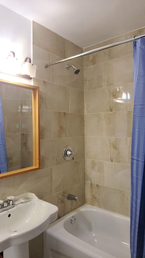 Economy Room, 2 Double Beds | Bathroom | Free toiletries, hair dryer, towels, soap