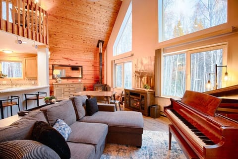 Living room with Grand Piano, electric fireplace (wood burning fireplace unavailable)