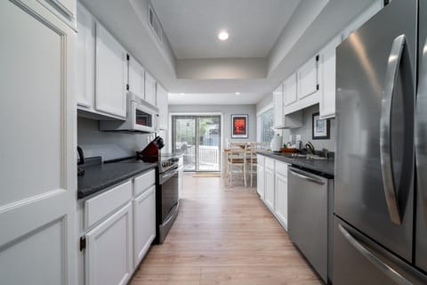 The kitchen has a secondary dining area