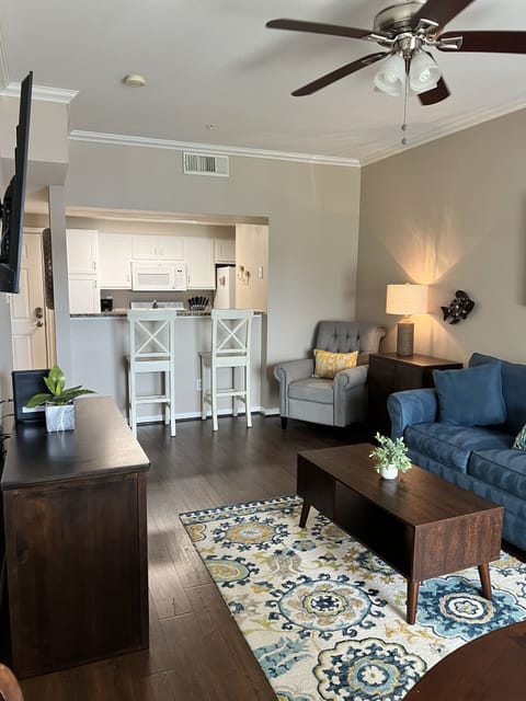 Living area with 55" smart TV