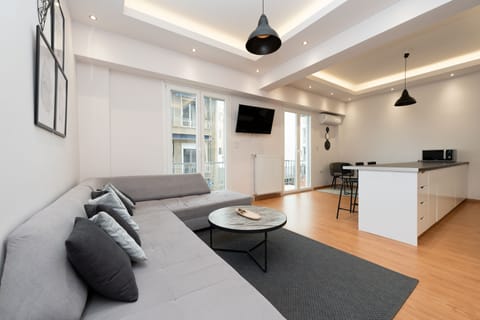 Superior Apartment, 2 Bedrooms, Balcony | Living area | 43-inch Smart TV with cable channels