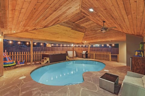 Visit us & relax in our fun backyard. Includes a large covered patio, pool, brand new hot tub, seating area, gas grill, outdoor sink, & a grassy yard. 