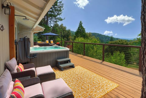 Back Patio - Hot tub, lounge chairs, and outdoor shower