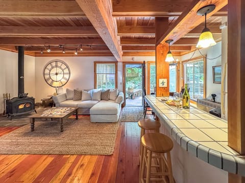 The breakfast bar seats 2.