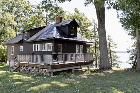front porch and lake behind