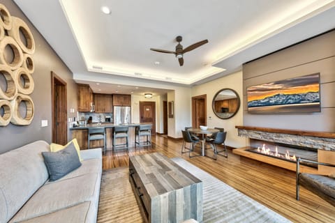 Plenty of room for movie night on the 55-inch tv above the fireplace