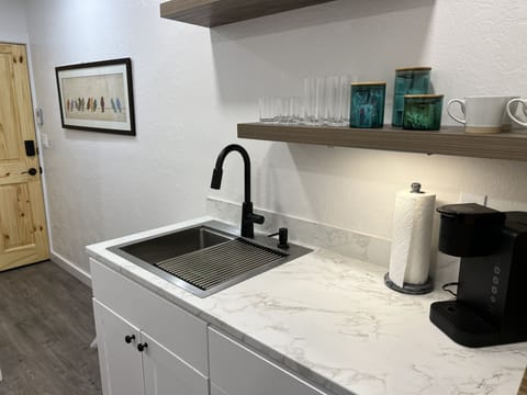 Front door and coffee center