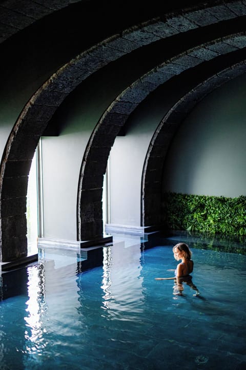 Indoor pool, open 9:00 AM to 9:00 PM, sun loungers