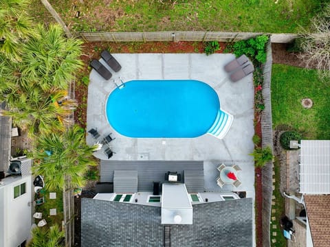 Private pool with full backyard layout (top-down view)