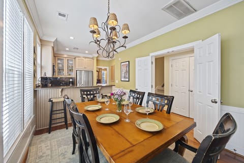 Dining table seats 6.