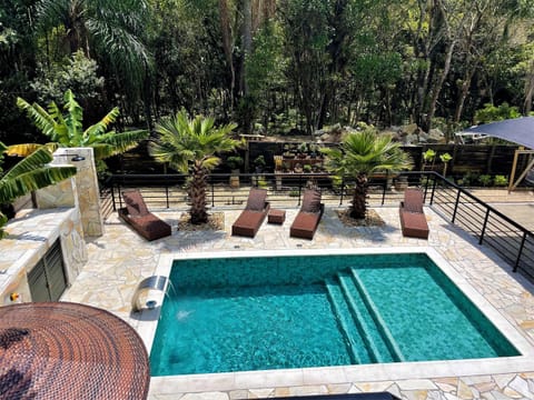 Outdoor pool, pool umbrellas