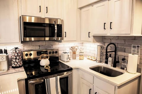 Electric range with microwave and large kitchen sink