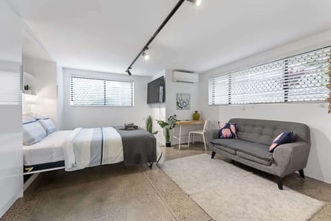 Spacious studio with polished concrete floors