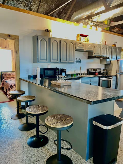 comfy stools and great area to set-up for remote work.