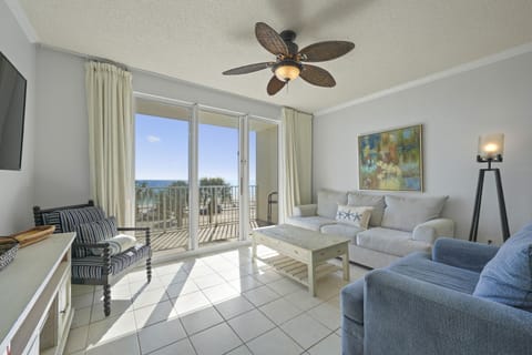 Enjoy the beautiful gulf views in the spacious living room and balcony. This unit is on the 2nd floor.  Unit B204