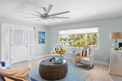 Light filled living room with ample seating