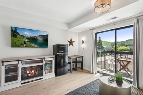 Entertainment Center + Fridge - Freezer + Dining Space