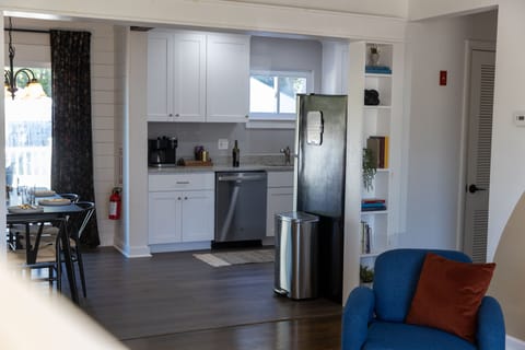 The kitchen is just steps away from the dining area