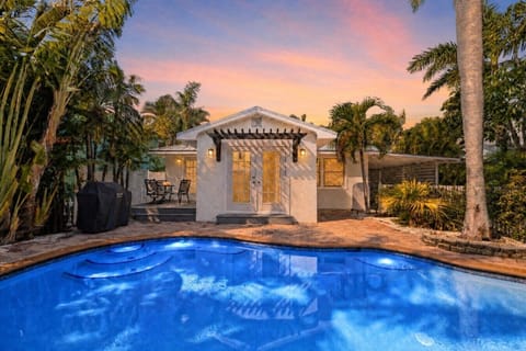 Front view with pool.