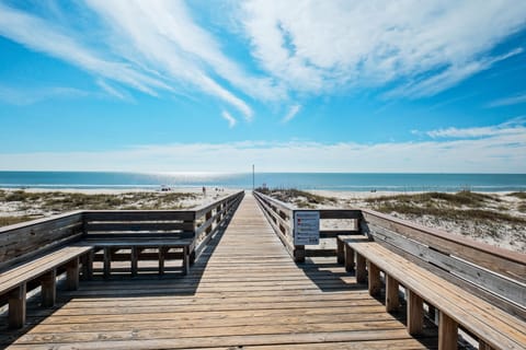 Boardwalk to the resort beach.