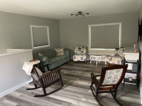 Blackout shades in living room and all bedrooms.