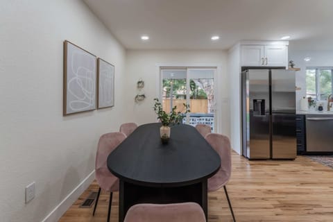 The sliding door leads to the backyard fun!