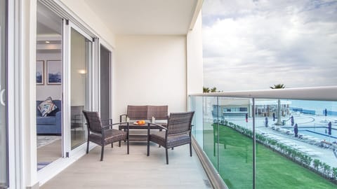 Oversized balcony with amazing views of the many pools, decks, beach, and Sea of Cortez.