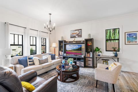 This home will not bore you! Aside from its relaxing ambiance, it also comes with books, a 65" SmartTV with Netflix, Hulu, and Amazon Prime Video, Fire TV with soundbar speakers, and lightning-fast WiFi