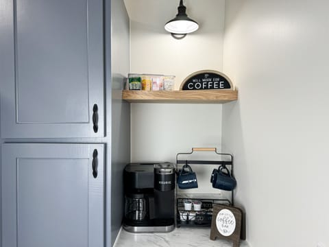 Start your day with a fresh cup of coffee from your very own coffee bar!