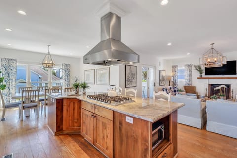 Kitchen with large island that seats four