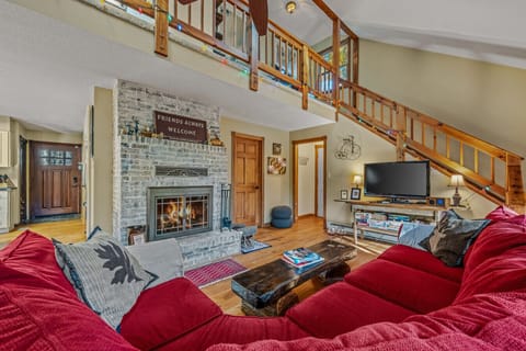 Gather around the indoor fireplace