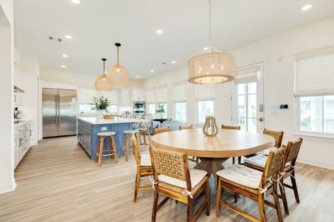 Easily serve homecooked meals from the adjacent kitchen