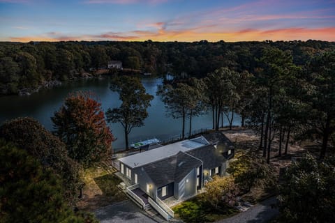 Aerial of home at sunset