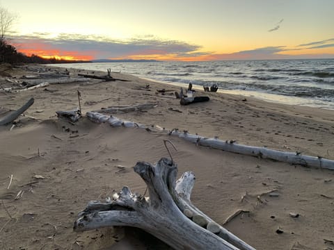 Beach with view of the Porcupine Mountains