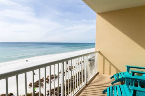 Perfect 5th floor view from our balcony & only steps to the beach!