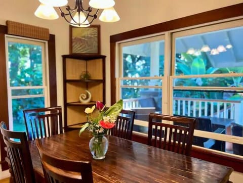 A large dining table to seat the whole family for meals, games, and quality time