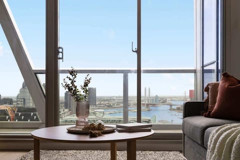 A tastefully furnished interior with breathtaking bay views!