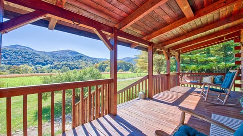 Enjoy the front porch year-round. Mountain vistas and wandering wildlife.