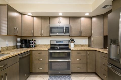 Remodeled fully stocked kitchen.