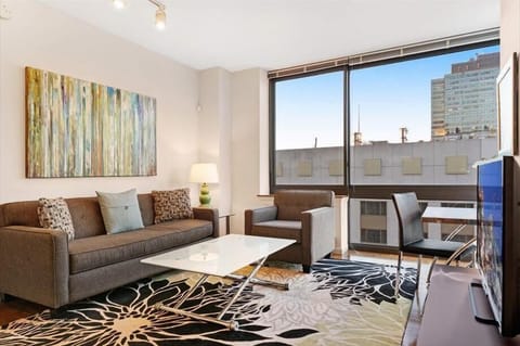 Jersey City 1 Bedroom River View Living Room