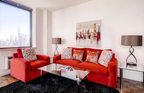 Jersey City 2 Bedroom River View Living Room