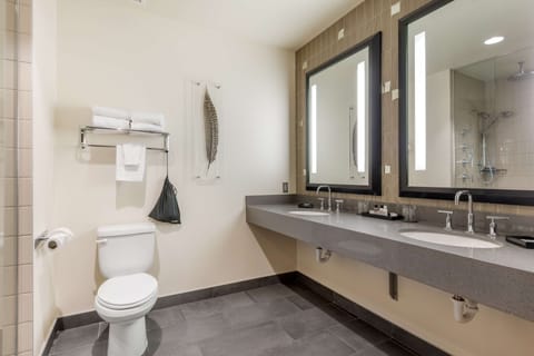 Suite, 1 King Bed, Refrigerator & Microwave, Garden View | Bathroom | Designer toiletries, hair dryer, bathrobes, towels