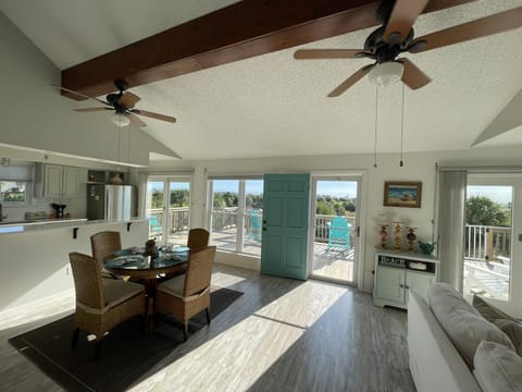 Dining are off of deck. 