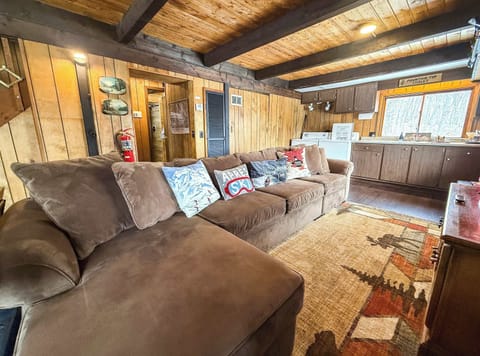 The large sectional couch for lounging and relaxation.